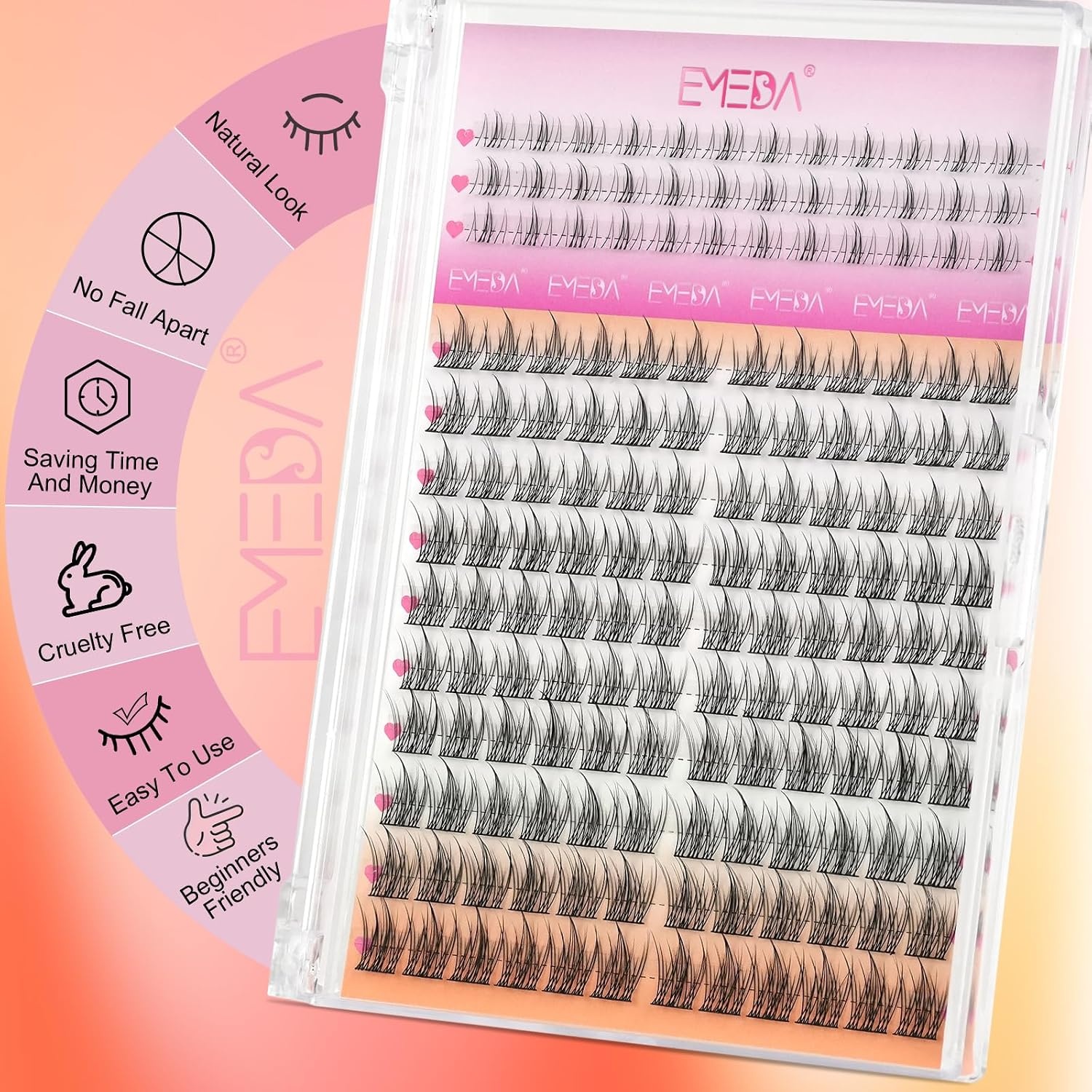 EMEDA Wimperclusters voor Fox Eye Effect, 10-13mm, Natuurlijk - 40% Korting