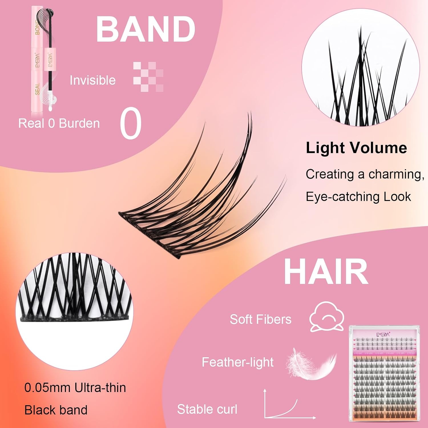 EMEDA Wimperclusters voor Fox Eye Effect, 10-13mm, Natuurlijk - 40% Korting