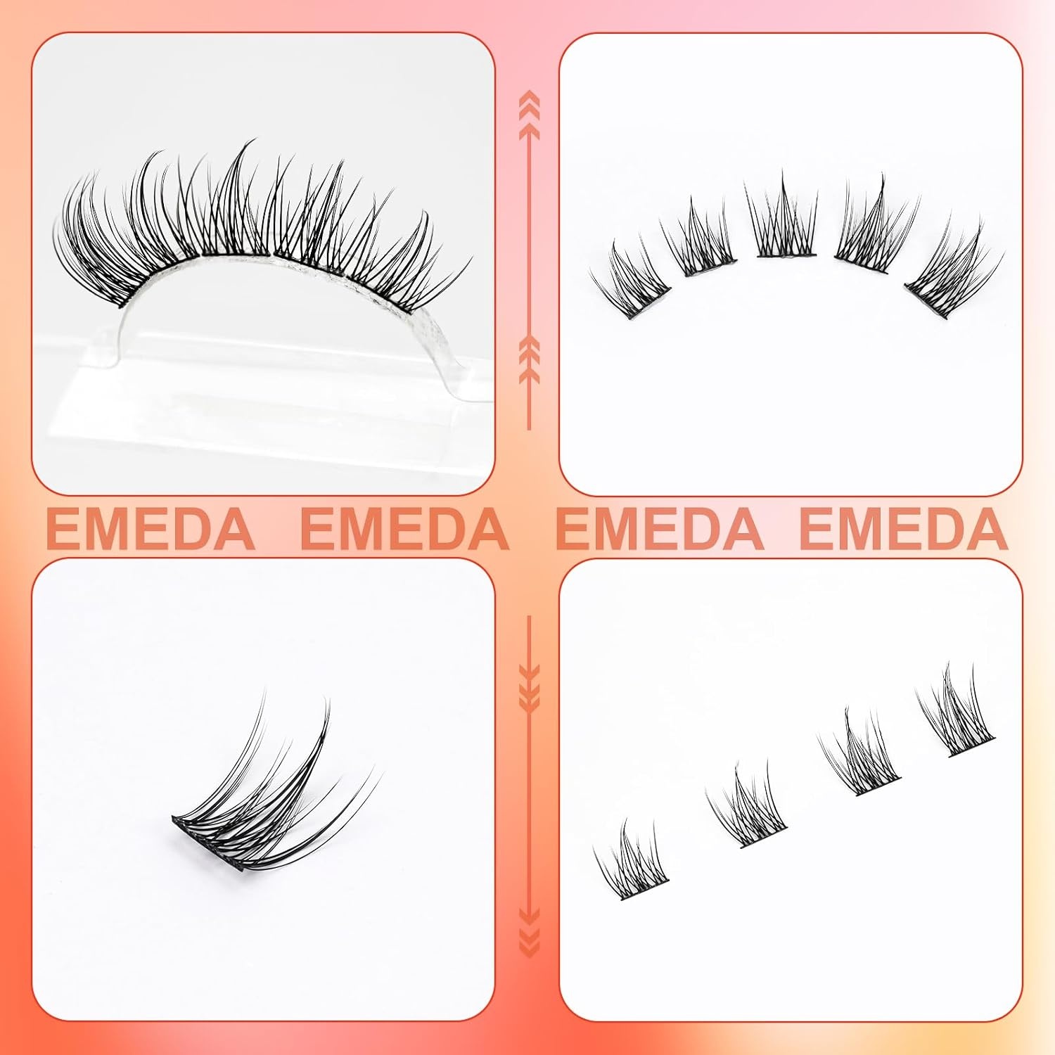 EMEDA Wimperclusters voor Fox Eye Effect, 10-13mm, Natuurlijk - 40% Korting