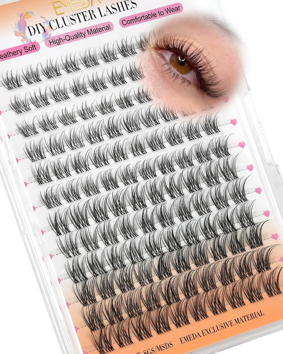 EMEDA Wimperclusters voor Fox Eye Effect, 10-13mm, Natuurlijk - 40% Korting