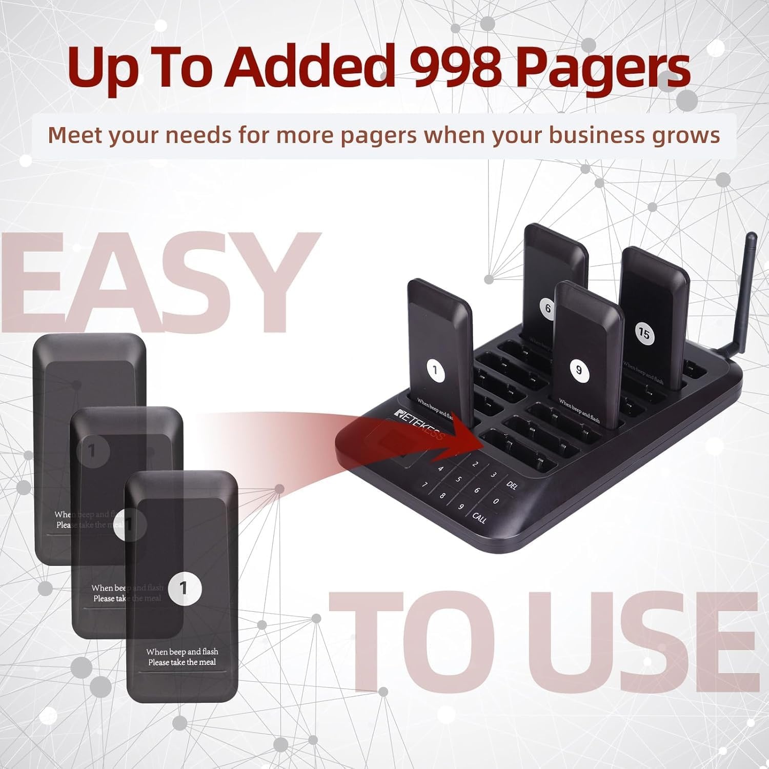 Retekess TD157 Draadloos Oproepsysteem 32 Pagers - Restaurant Pager 30% Korting