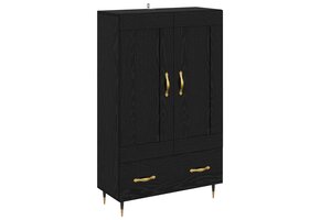Highboard Zwart Eiken 69,5x31x115 cm Bewerkt Hout - 58% Korting
