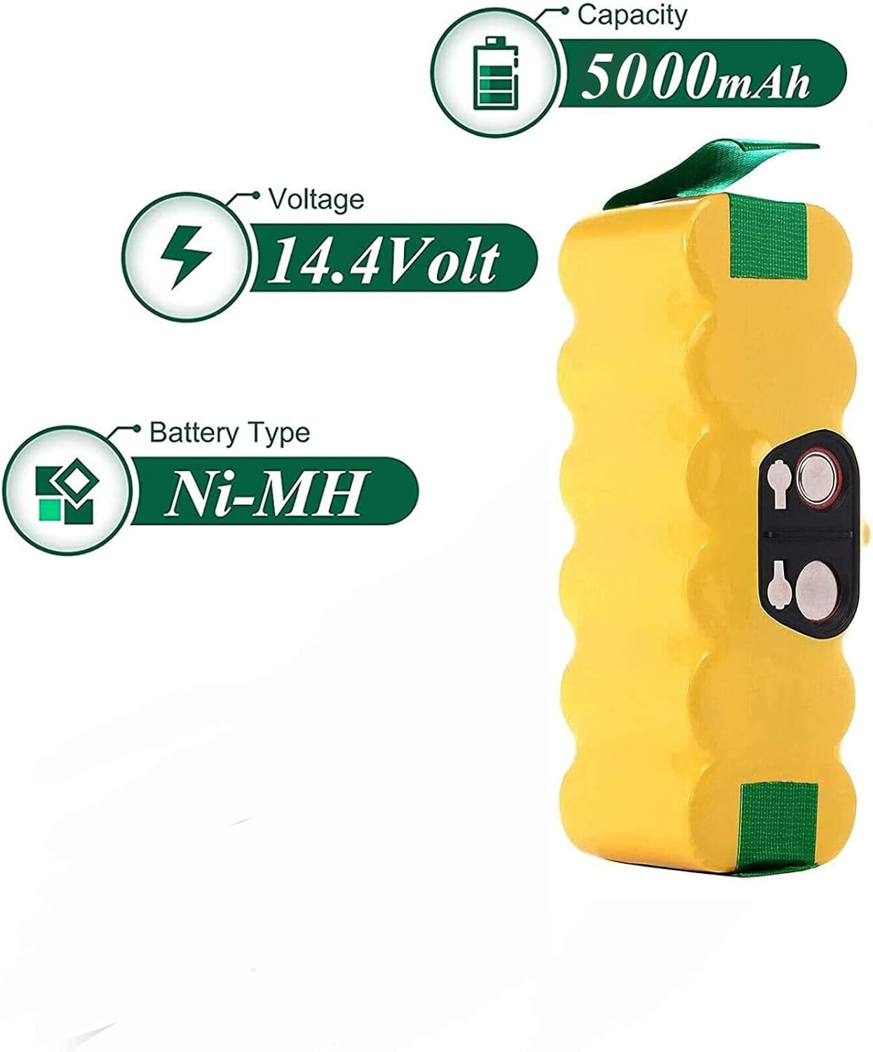 BATTOOL Vervangende Accu voor iRobot Roomba 14,4V 5000 mAh Ni-MH Geel - 28% Korting!