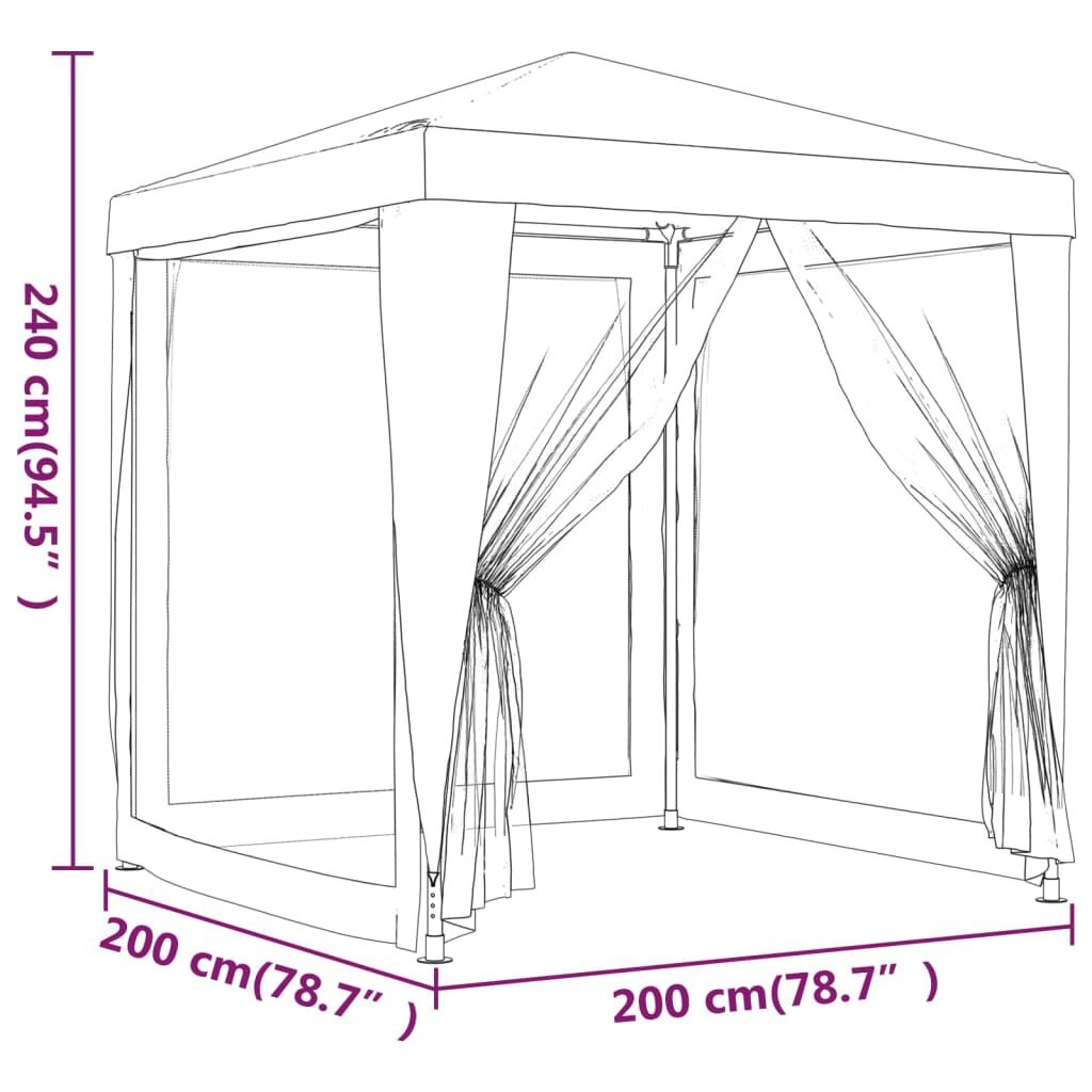 VidaXL Partytent 2x2m Antraciet met 4 Mesh Zijwanden - 34% Korting