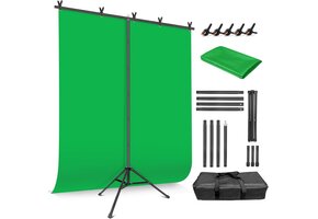 JEBUTU Green Screen 1.5x2m met Statief & Klemmen - 50% Korting