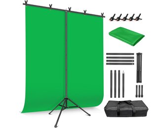 JEBUTU Green Screen 1.5x2m met Statief & Klemmen - 50% Korting