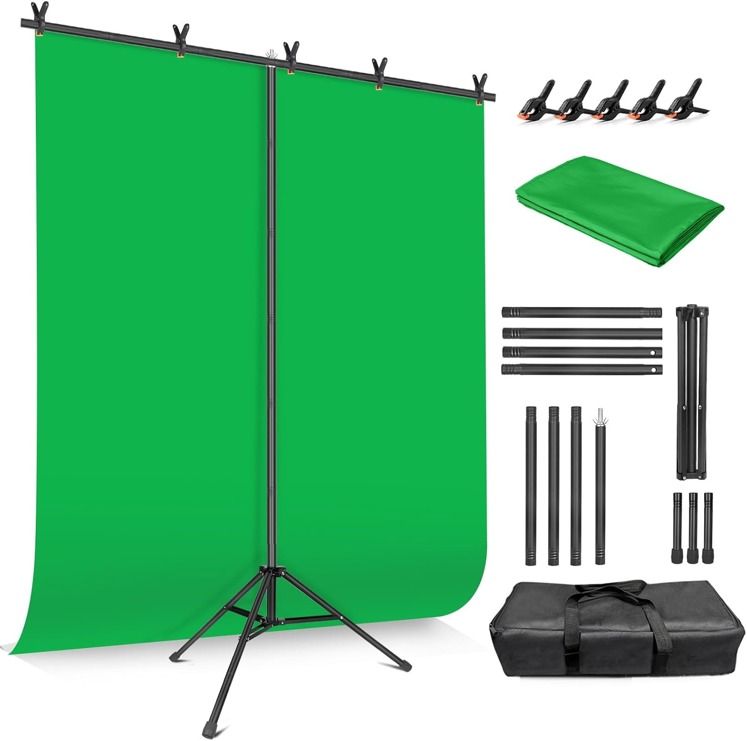 JEBUTU Green Screen 1.5x2m met Statief & Klemmen - 50% Korting