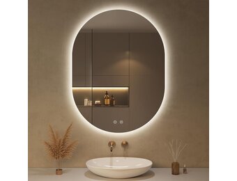 Ovale LED Spiegel 60x80cm met Verlichting & Ontdooifunctie - 34% Korting