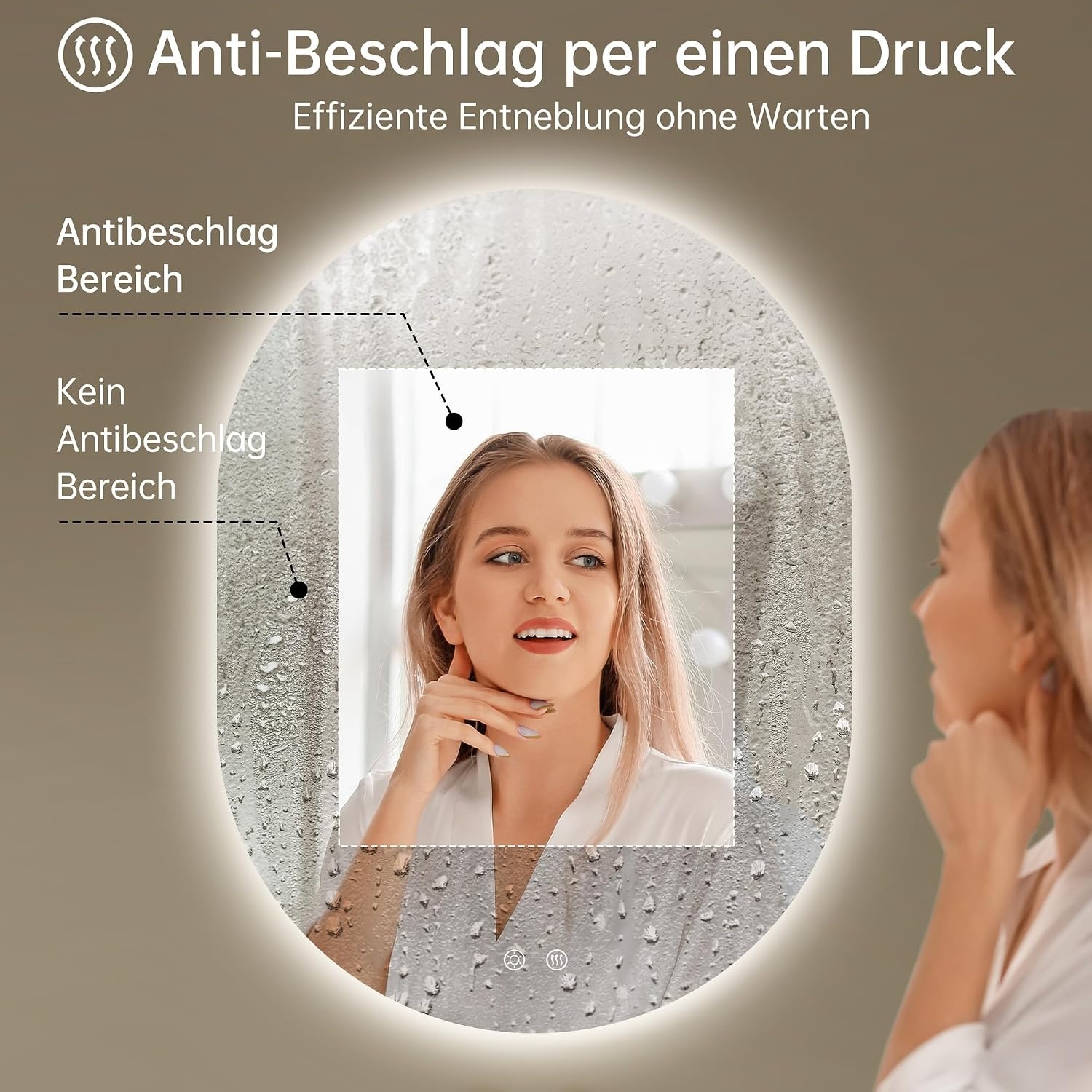 Ovale LED Spiegel 60x80cm met Verlichting & Ontdooifunctie - 34% Korting