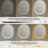 Ovale LED Spiegel 60x80cm met Verlichting & Ontdooifunctie - 34% Korting