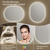 Ovale LED Spiegel 60x80cm met Verlichting & Ontdooifunctie - 34% Korting