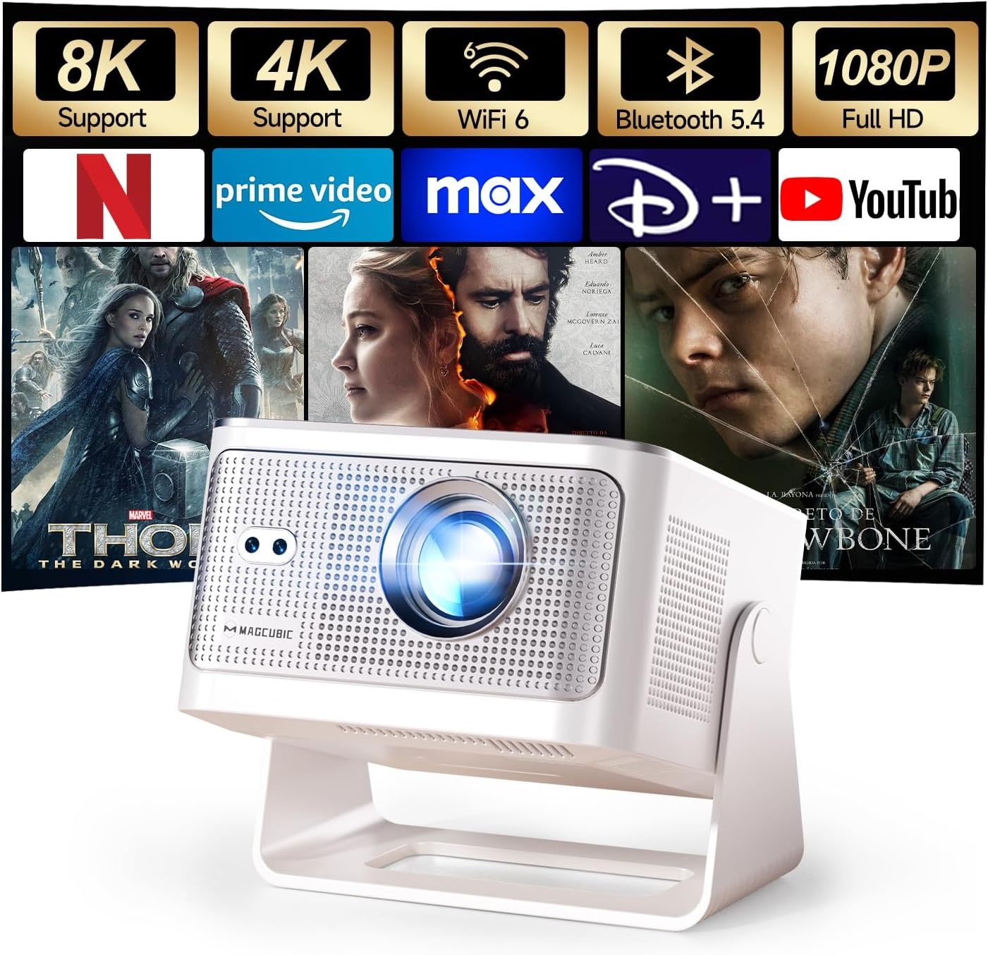 Beamer 1080P 4K Native 800 ANSI met Android 14 & WiFi 6 (35% Korting)