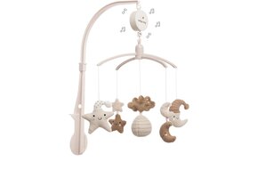 Muziekmobiel Baby's Only Clay/Warm Linen met Gebreide Figuurtjes - 39% Korting