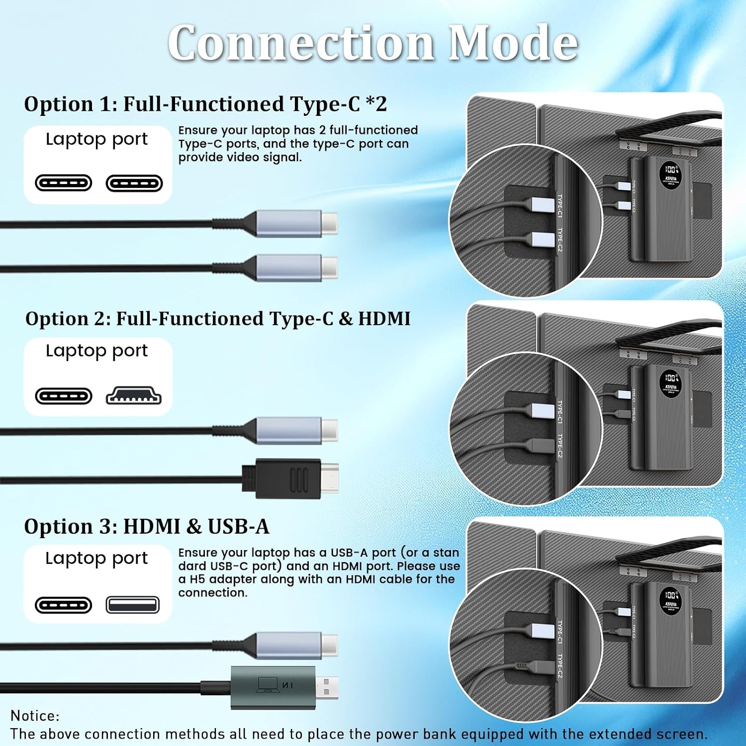 Triple Laptop Scherm Extender 15.6" FHD IPS met 10.000mAh Powerbank - 35% Korting