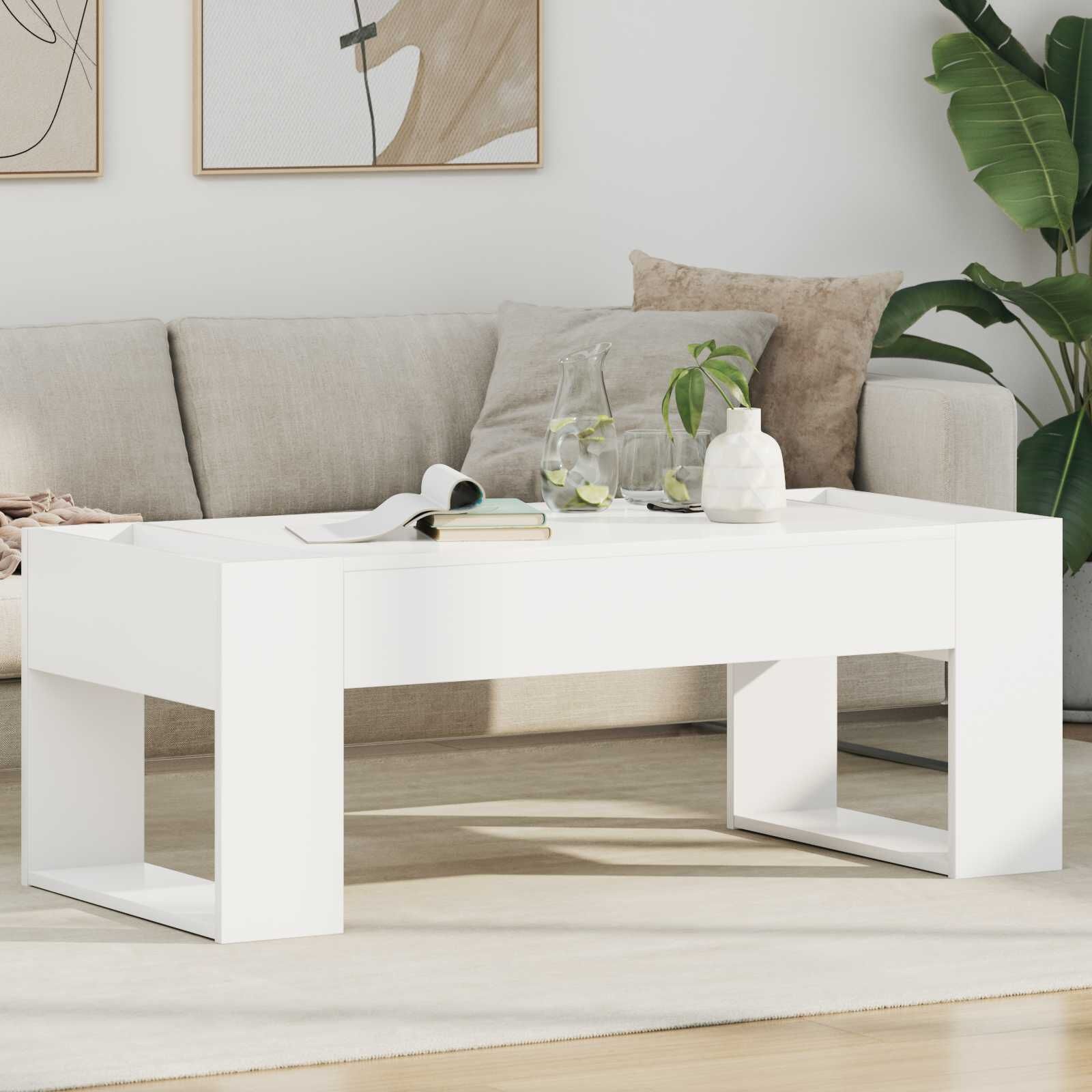 Salontafel Wit 110x50x41cm Bewerkt Hout - 53% Korting