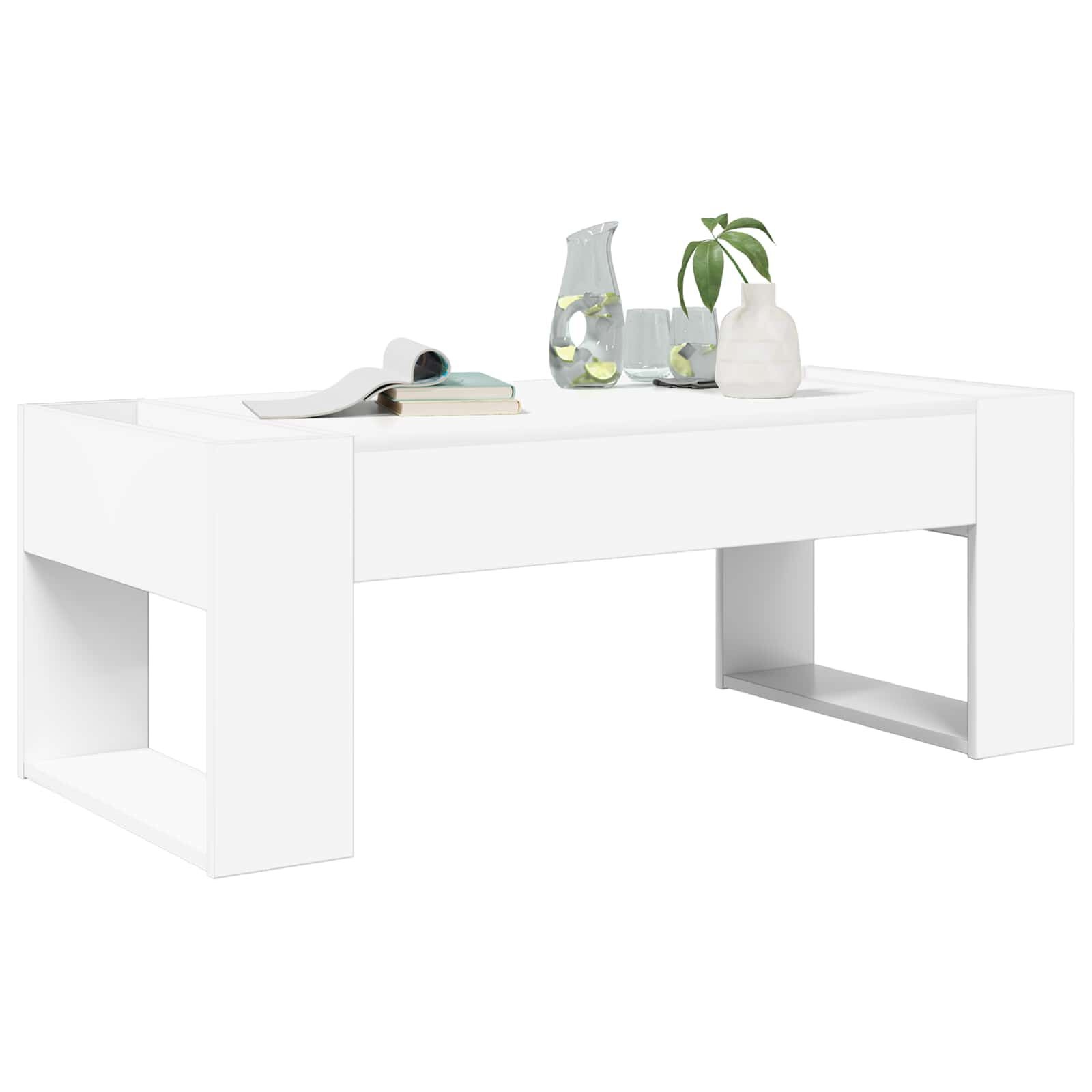 Salontafel Wit 110x50x41cm Bewerkt Hout - 53% Korting