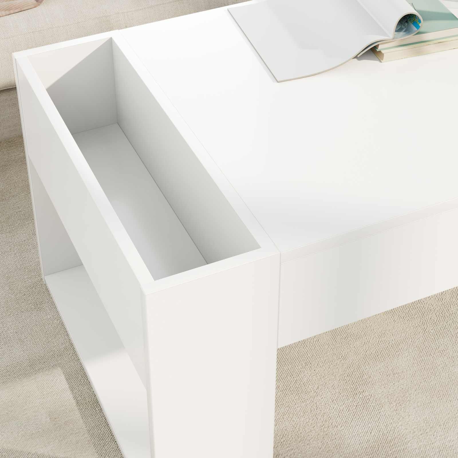 Salontafel Wit 110x50x41cm Bewerkt Hout - 53% Korting