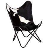 Vlinderstoel Echt Rundleer Zwart/Wit - 35% Korting