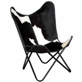 Vlinderstoel Echt Rundleer Zwart/Wit - 35% Korting