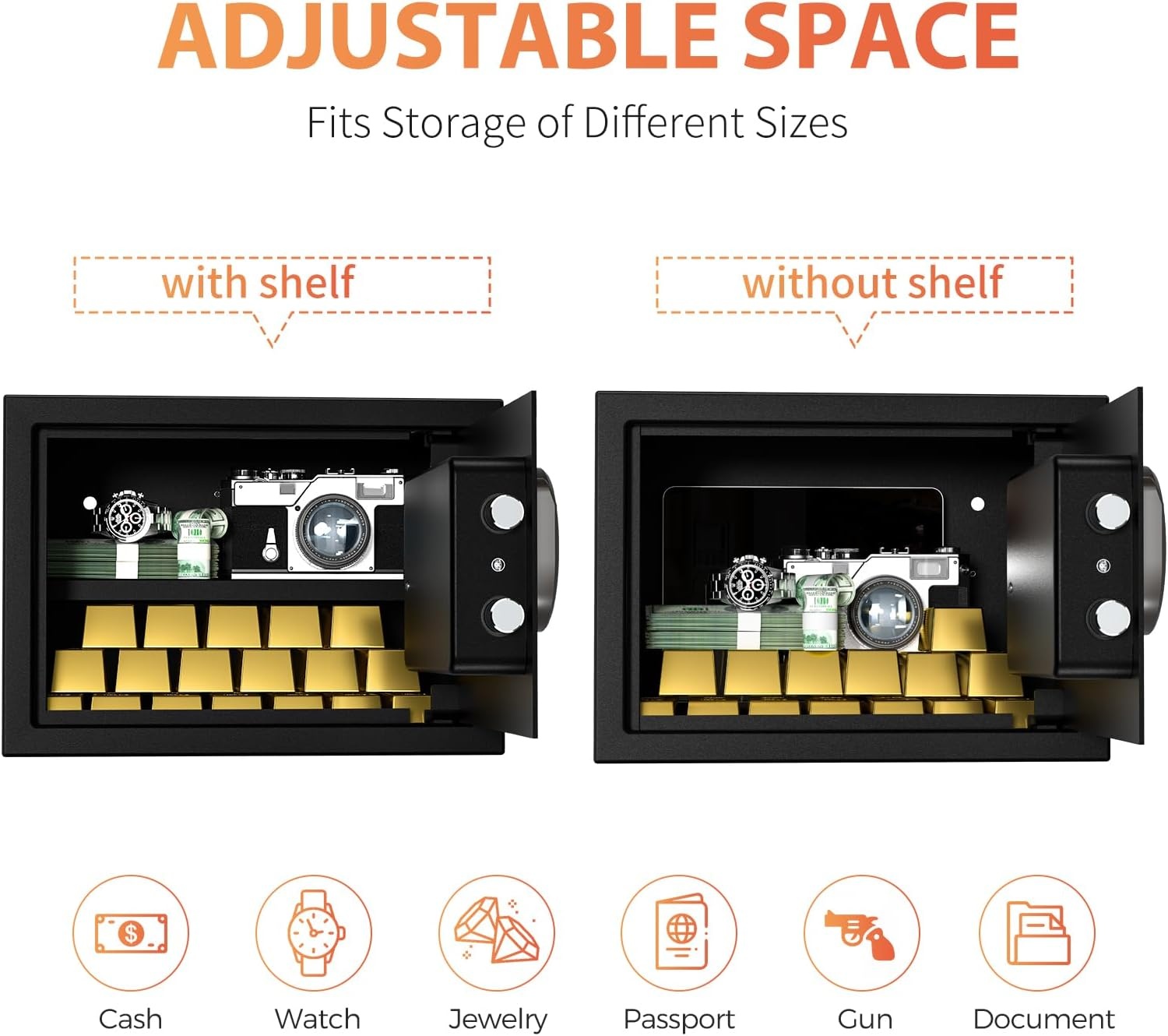 KABISAFE Elektronische Kluis 25L - Zwart - Cijferslot & Sleutel - 25x35x25 cm - 34% Korting