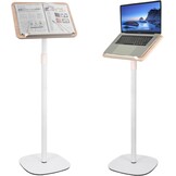 Verrijdbare Boekenstandaard met Bijzettafel Wit 50-130 cm (34% Korting)