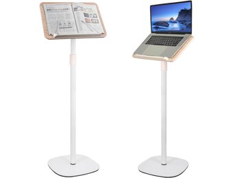 Verrijdbare Boekenstandaard met Bijzettafel Wit 50-130 cm (34% Korting)