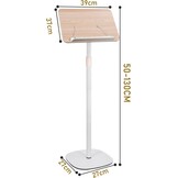Verrijdbare Boekenstandaard met Bijzettafel Wit 50-130 cm (34% Korting)