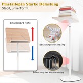 Verrijdbare Boekenstandaard met Bijzettafel Wit 50-130 cm (34% Korting)