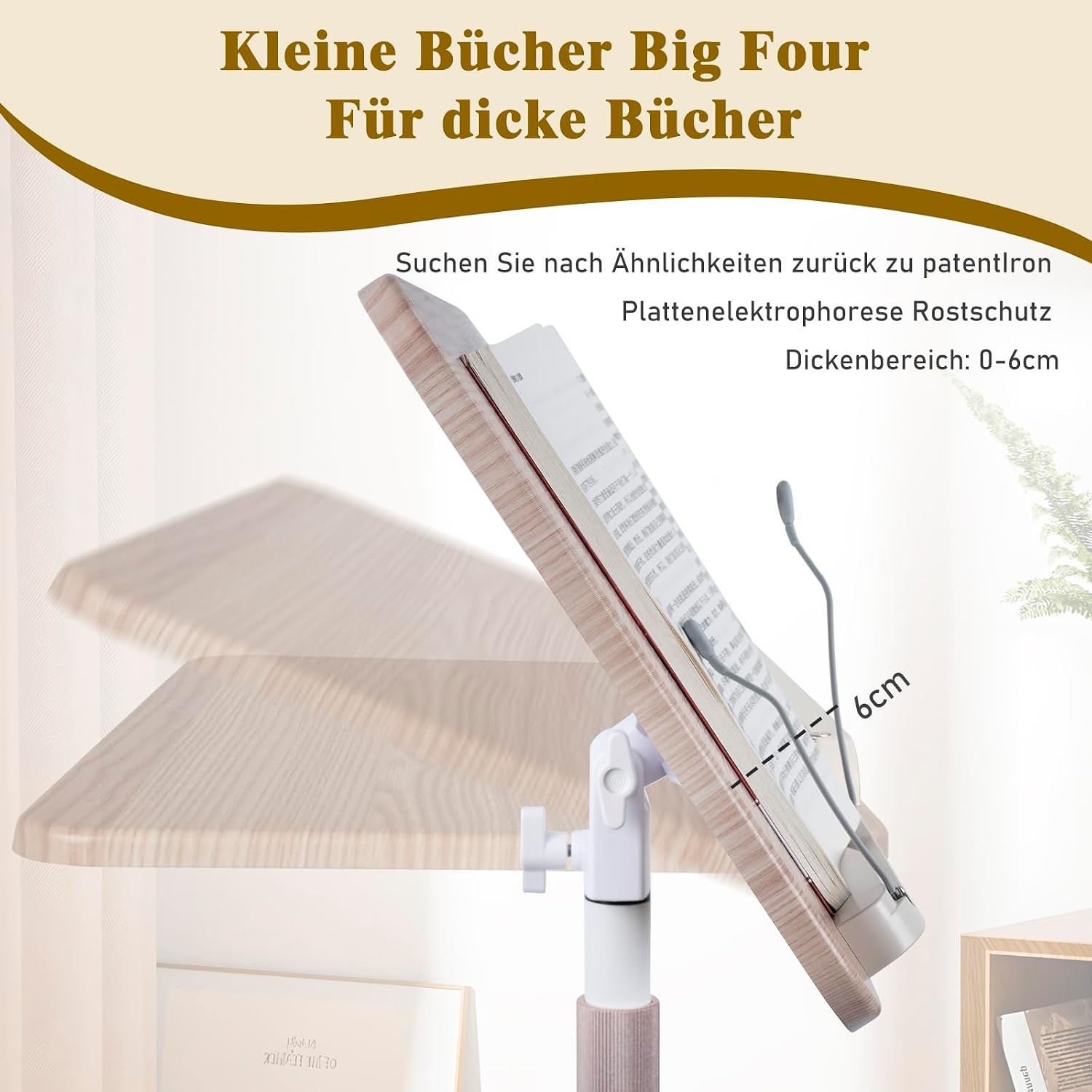 Verrijdbare Boekenstandaard met Bijzettafel Wit 50-130 cm (34% Korting)