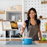 Verrijdbare Boekenstandaard met Bijzettafel Wit 50-130 cm (34% Korting)