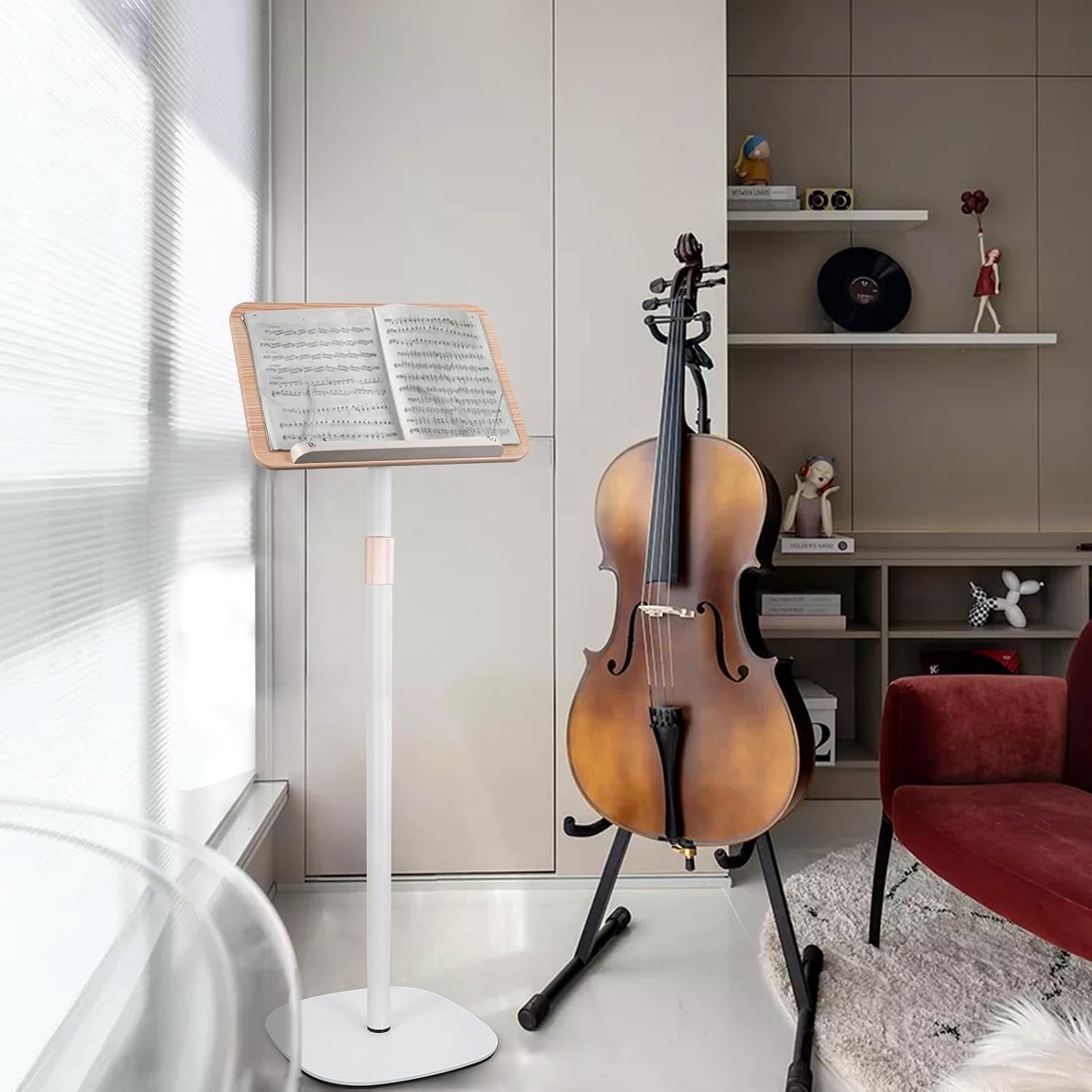 Verrijdbare Boekenstandaard met Bijzettafel Wit 50-130 cm (34% Korting)
