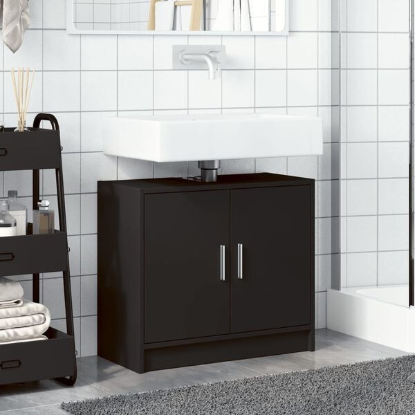 vidaXL Wastafelkast Zwart 63x29x55 cm Bewerkt Hout - 34% Korting
