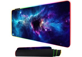 XXL RGB Gaming Bureauonderlegger - 90x40 cm - Galaxy Design - 32% Korting