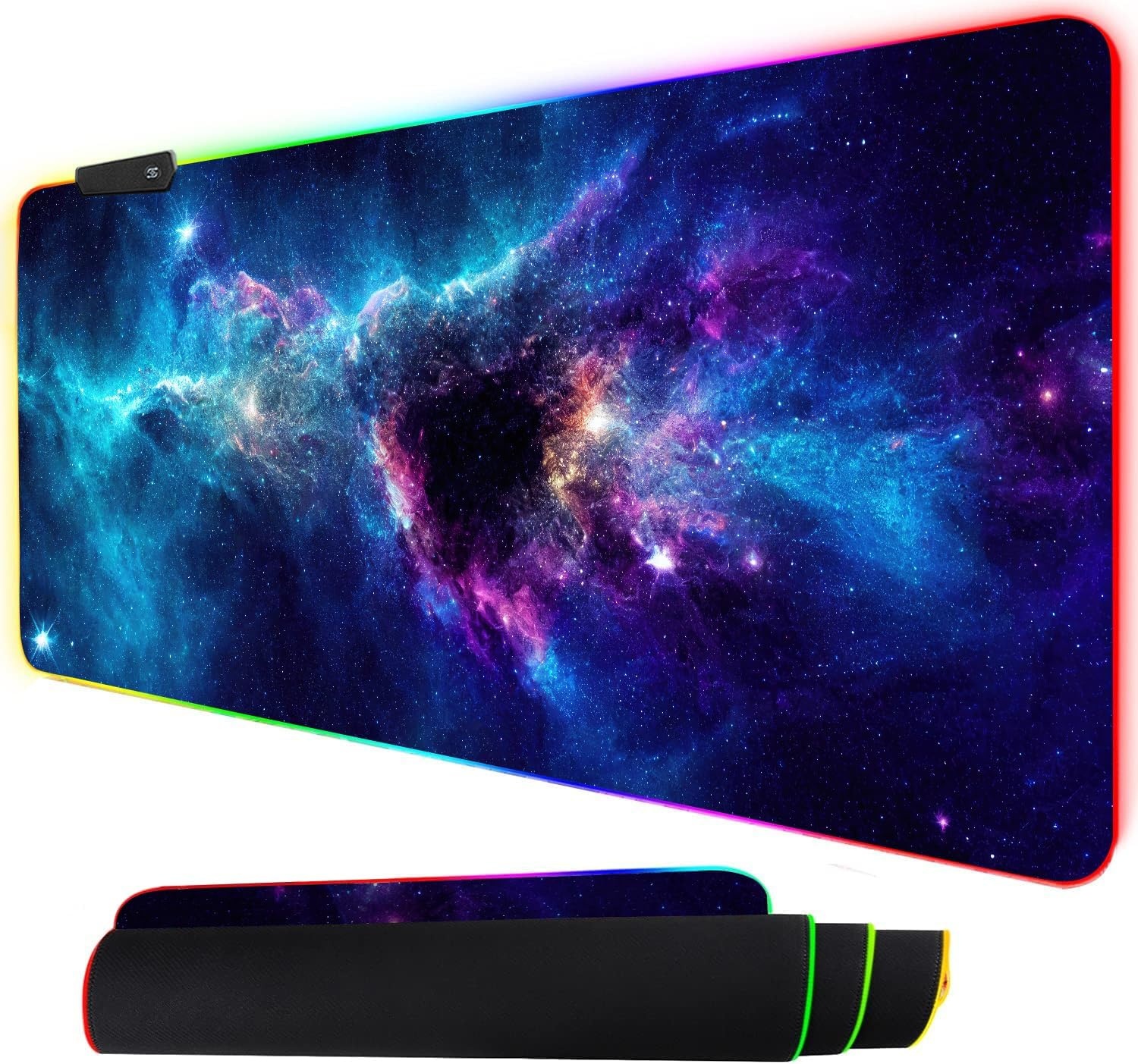 XXL RGB Gaming Bureauonderlegger - 90x40 cm - Galaxy Design - 32% Korting