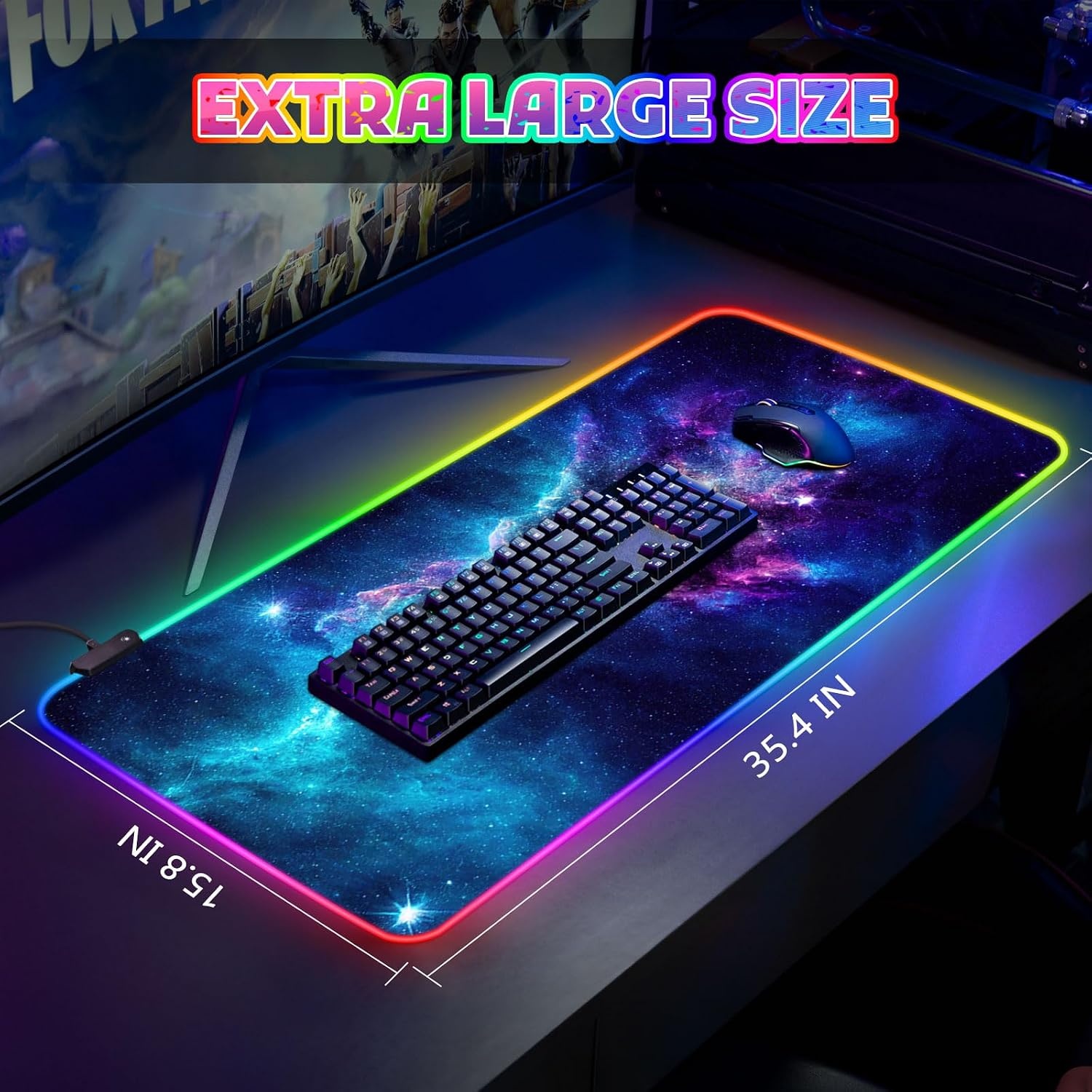 XXL RGB Gaming Bureauonderlegger - 90x40 cm - Galaxy Design - 32% Korting