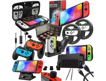 Orzly Geek Pack Nintendo Switch Accessoiresbundel Zwart - 34% Korting