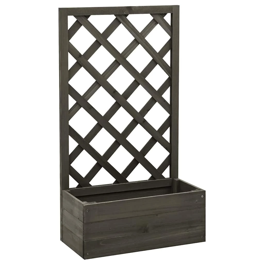 Plantbak met latwerk 50x25x90 cm Massief Vurenhout Grijs - 53% Korting