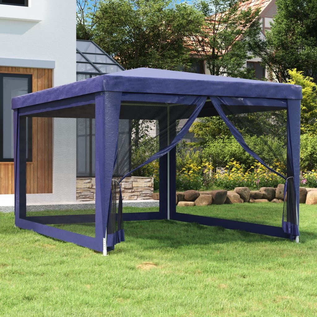 Blauwe Partytent 3x4m met 4 Mesh Wanden - 34% Korting!