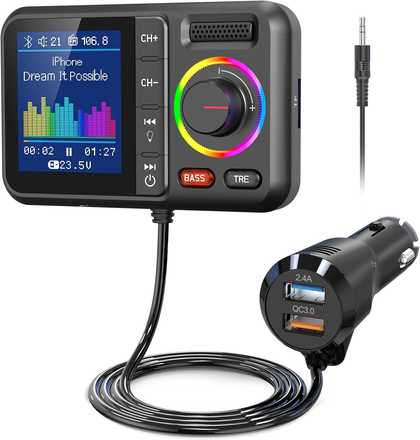 Bluetooth FM-zender met Kleurenscherm & Handsfree Bellen - 33% Korting!