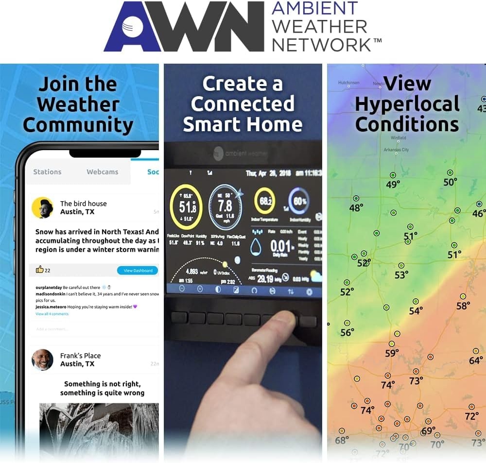 Ambient Weather WS-2902 WiFi Weerstation Zwart/Donkergrijs - 35% Korting