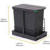Emuca Inbouw Afvalemmer - 24L Antracietgrijs - 34% Korting