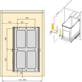 Emuca Inbouw Afvalemmer - 24L Antracietgrijs - 34% Korting
