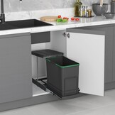 Emuca Inbouw Afvalemmer - 24L Antracietgrijs - 34% Korting