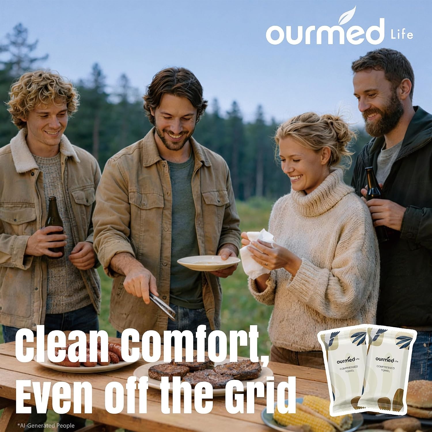 Ourmed Life Samengeperste Handdoeken (56 stuks) - Biologisch Afbreekbaar - 42% Korting