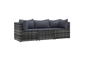 vidaXL Loungeset 3-delig Poly Rotan Grijs - 41% Korting