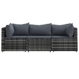 VidaXL Loungeset 3-delig Poly Rattan Grijs met Kussens - 35% Korting