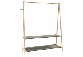 VidaXL Kledingrek met schappen 132x45,5x150,5 cm bamboe - 53% Korting!