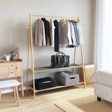 VidaXL Kledingrek met schappen 132x45,5x150,5 cm bamboe - 53% Korting!