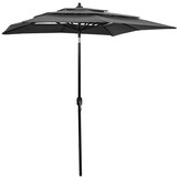 vidaXL Parasol Antraciet 2x2m Aluminium Paal - 3 Lagen & 34% Korting