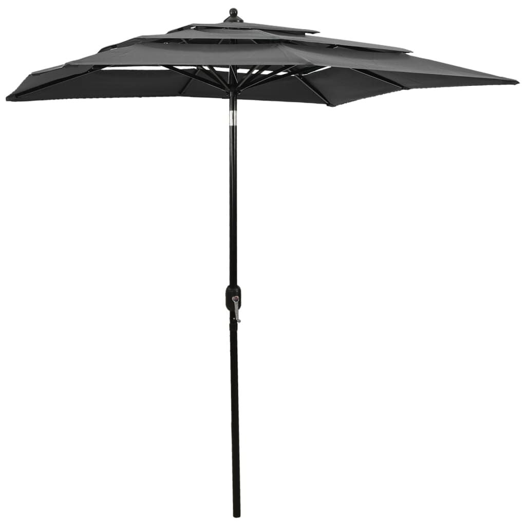 vidaXL Parasol Antraciet 2x2m Aluminium Paal - 3 Lagen & 34% Korting
